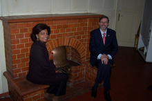 His Excellency the Ambassador of the Kingdom of Belgium, Mr Jan Luykx and His Wife Mrs Raka Singh, sitting by the fireplace designed by Henry van de Velde